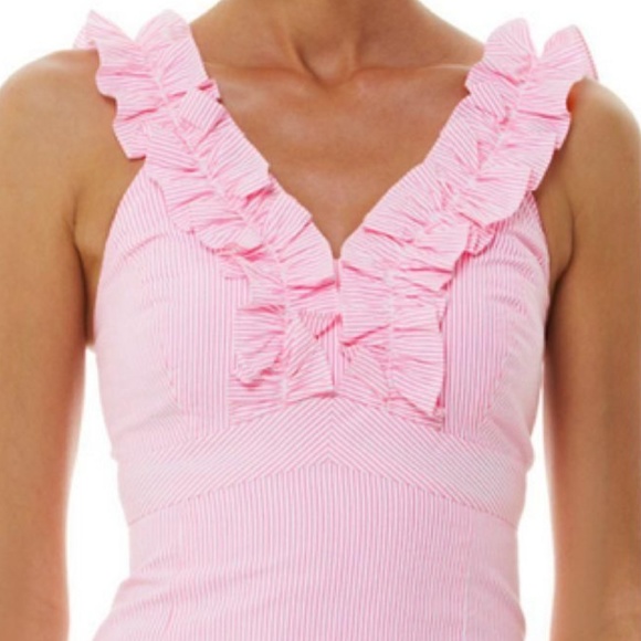 Lilly Pulitzer PHOEBE Ruffle Seersucker Pink Dress - Picture 3 of 6